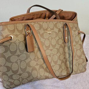 Coach PVC Signature Drawstring Carryall Tote